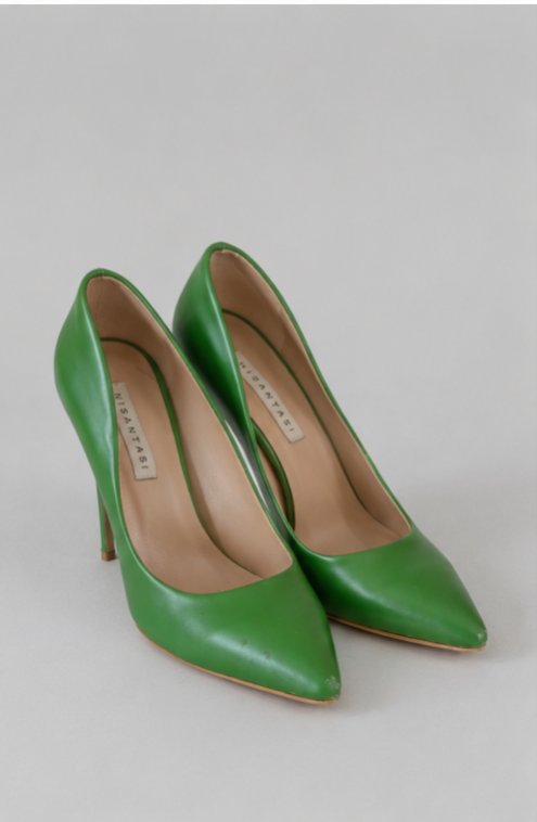 Yeşil Sivri Burunlu Stiletto Ayakkabı