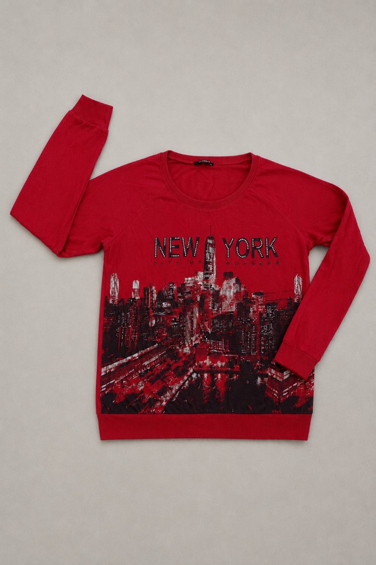 New York Baskılı Kadın Sweatshirt