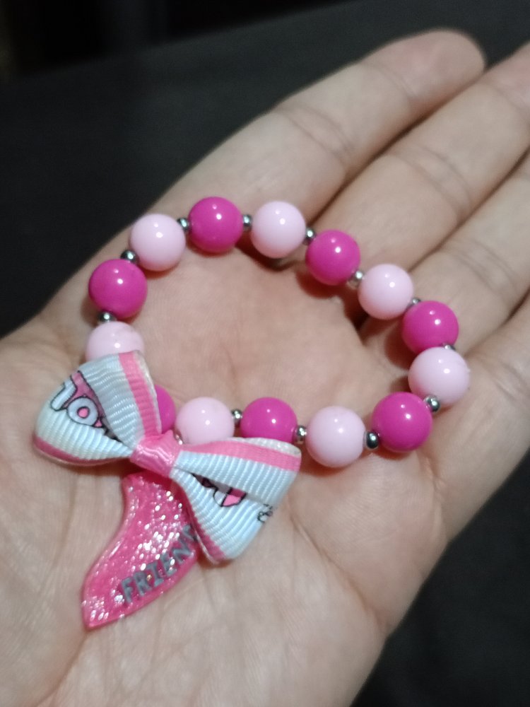 LOL Pembe Boncuklu Kız Çocuk Bileklik