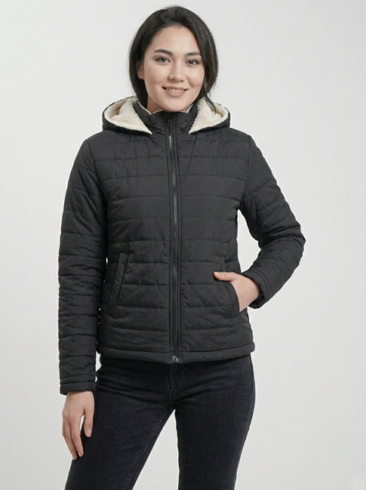 Siyah İçi Polarlı Unisex Kışlık Mont