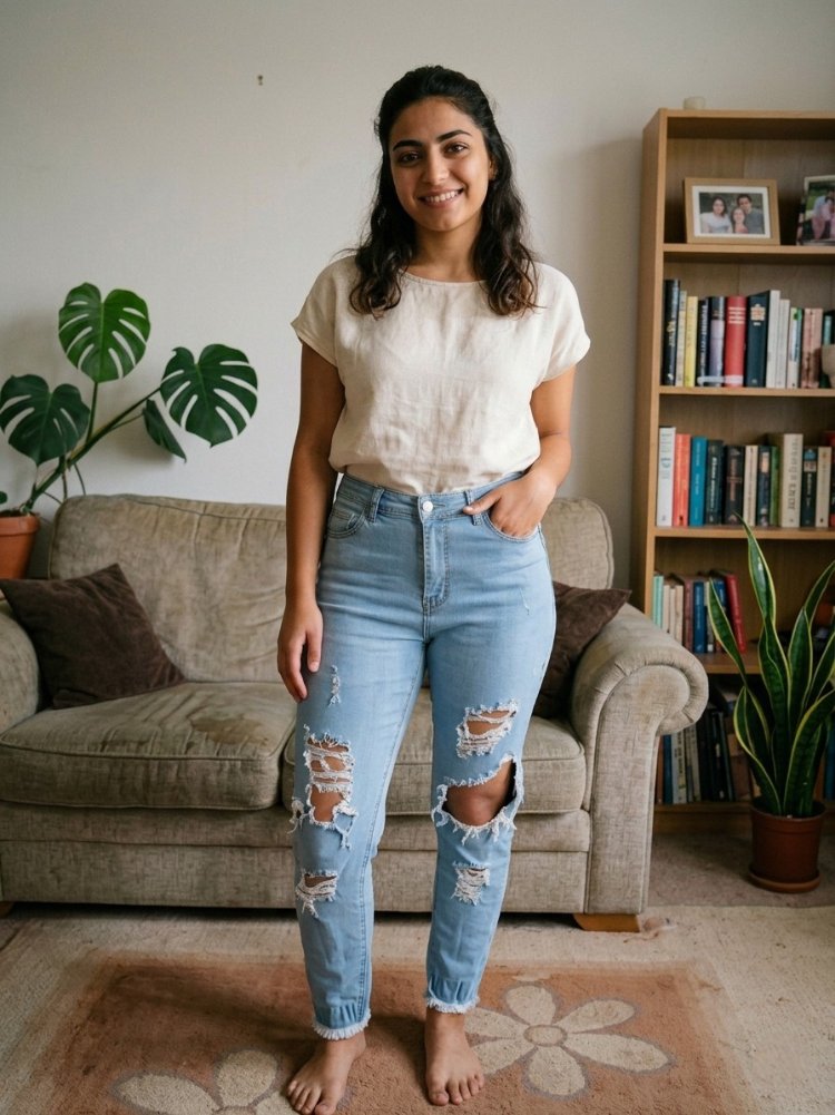 Y2K Vintage Yırtık Detaylı Jean Pantolon