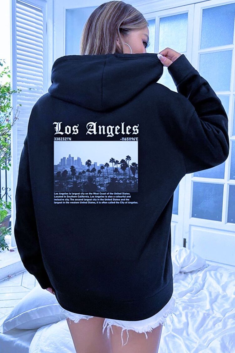 Los Angeles Baskılı Unisex Oversize Sweatshirt