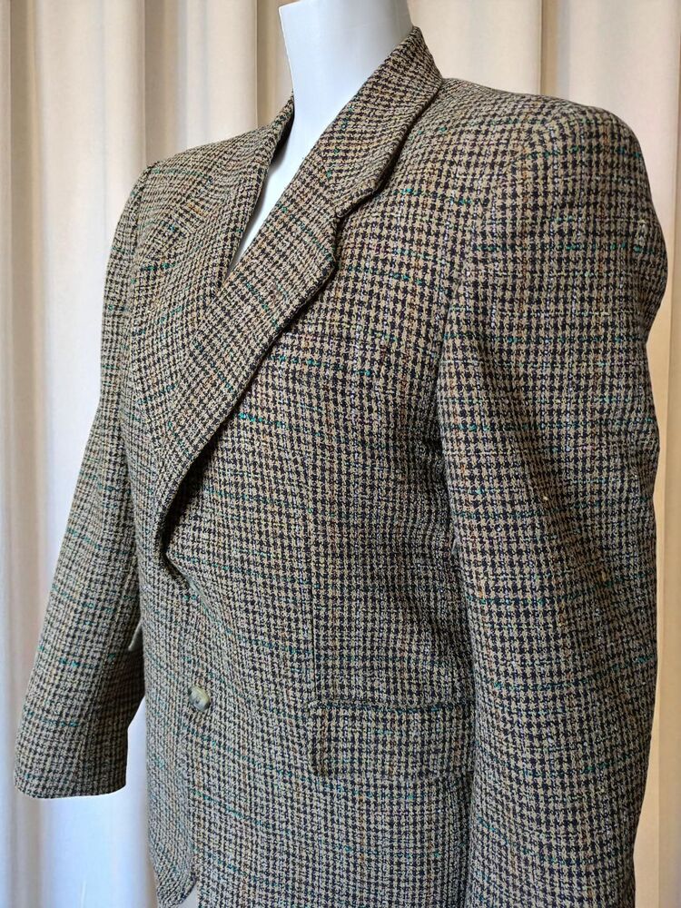 Vintage Çift Düğmeli Blazer Yün Ceket