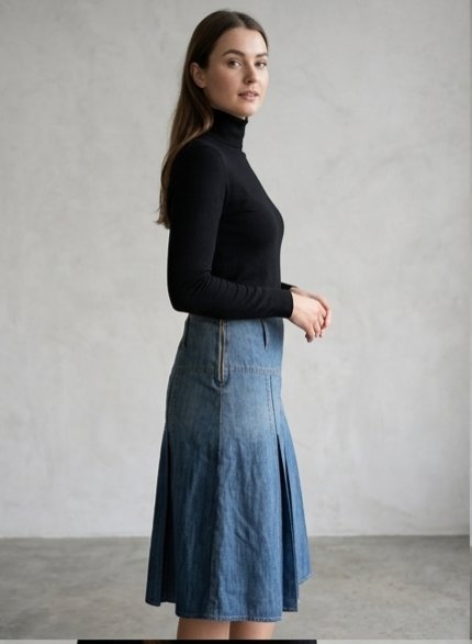 Y2K Vintage Piliseli Midi Kot Etek