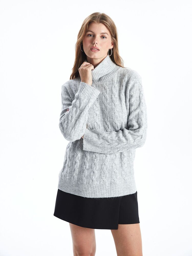 H&M Boğazlı Örgü Kalın Kazak