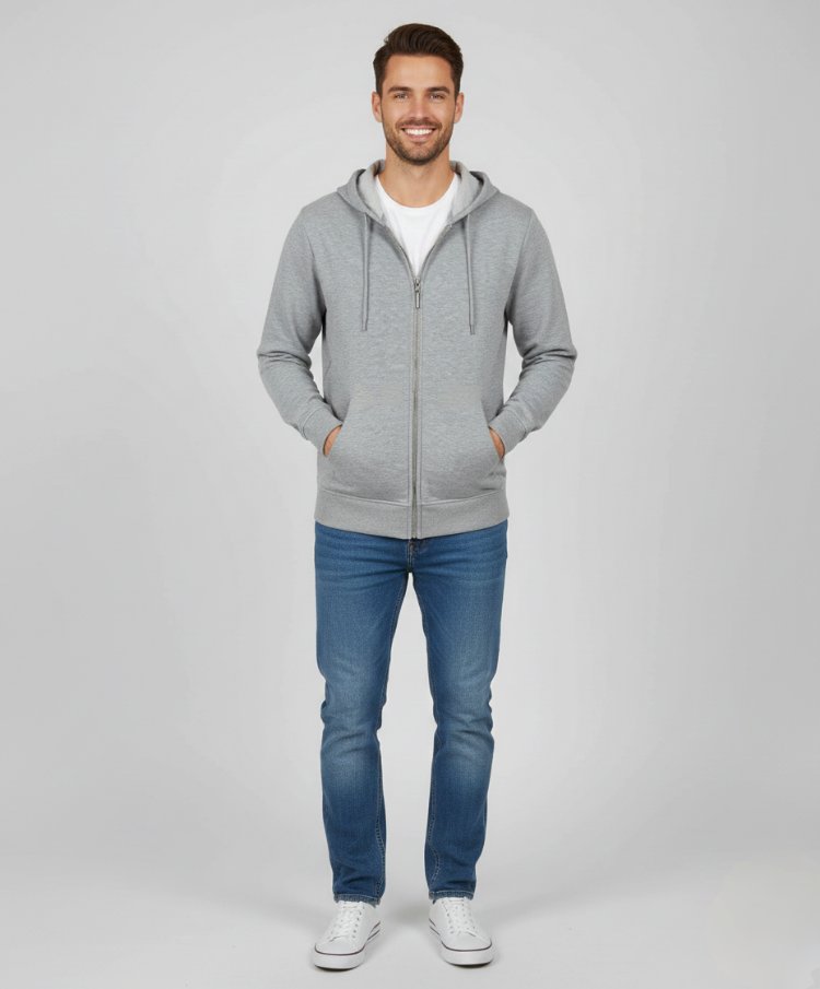 Unisex Kapüşonlu Fermuarlı Sweatshirt