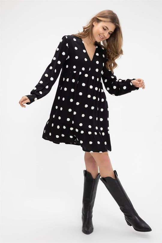 Zara Model Puantiyeli Midi Elbise