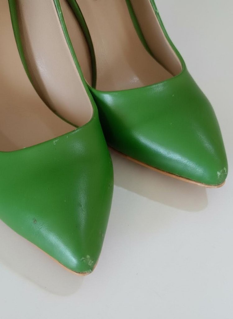 Yeşil Sivri Burunlu Stiletto Ayakkabı