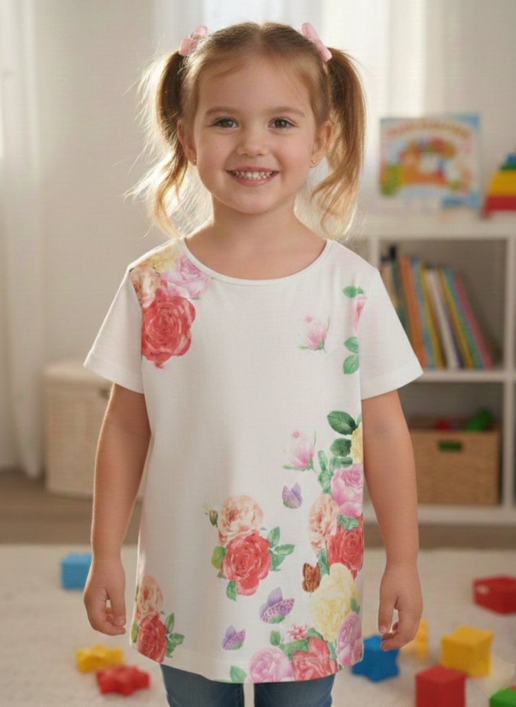 H&M Çiçek Baskılı Çocuk T-shirt