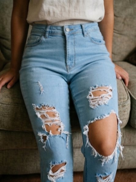 Y2K Vintage Yırtık Detaylı Jean Pantolon