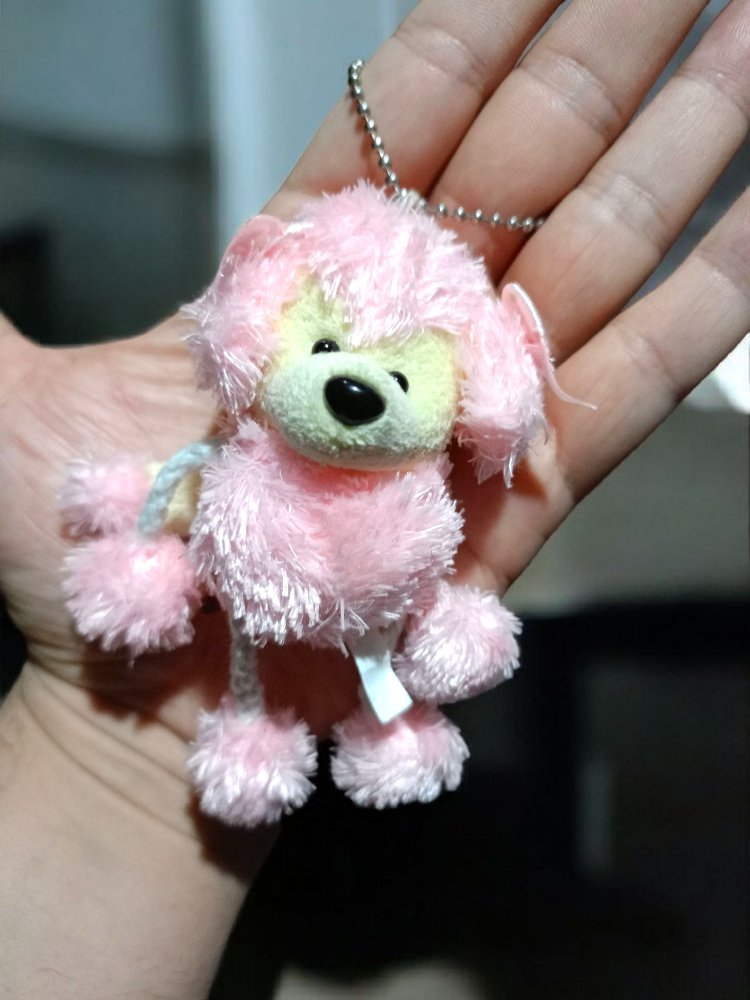 Pembe Peluş Köpek Anahtarlık/Charm
