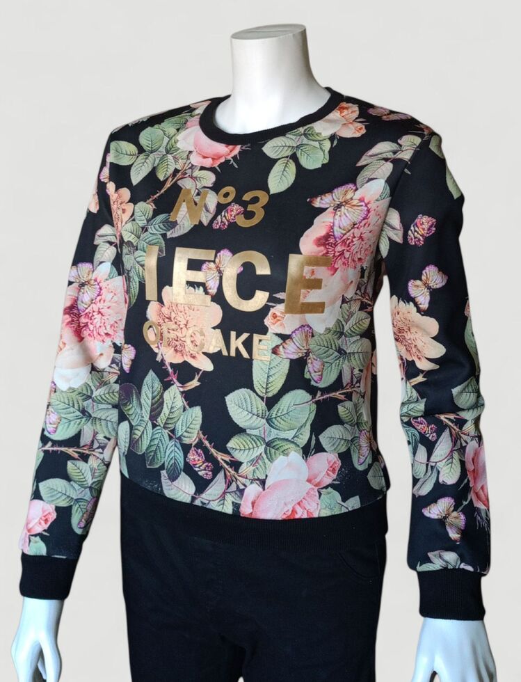 Çiçek Desenli Baskılı Kadın Sweatshirt