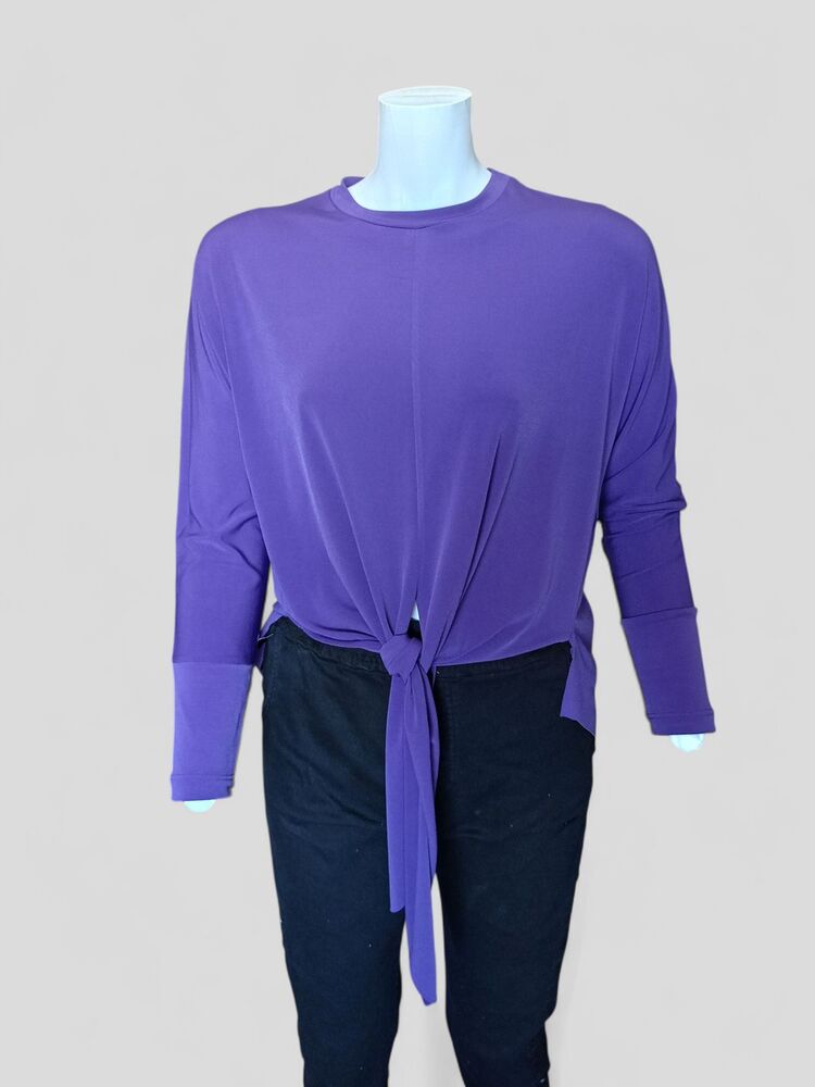 Uzun Kollu Önden Bağlamalı Bluzu