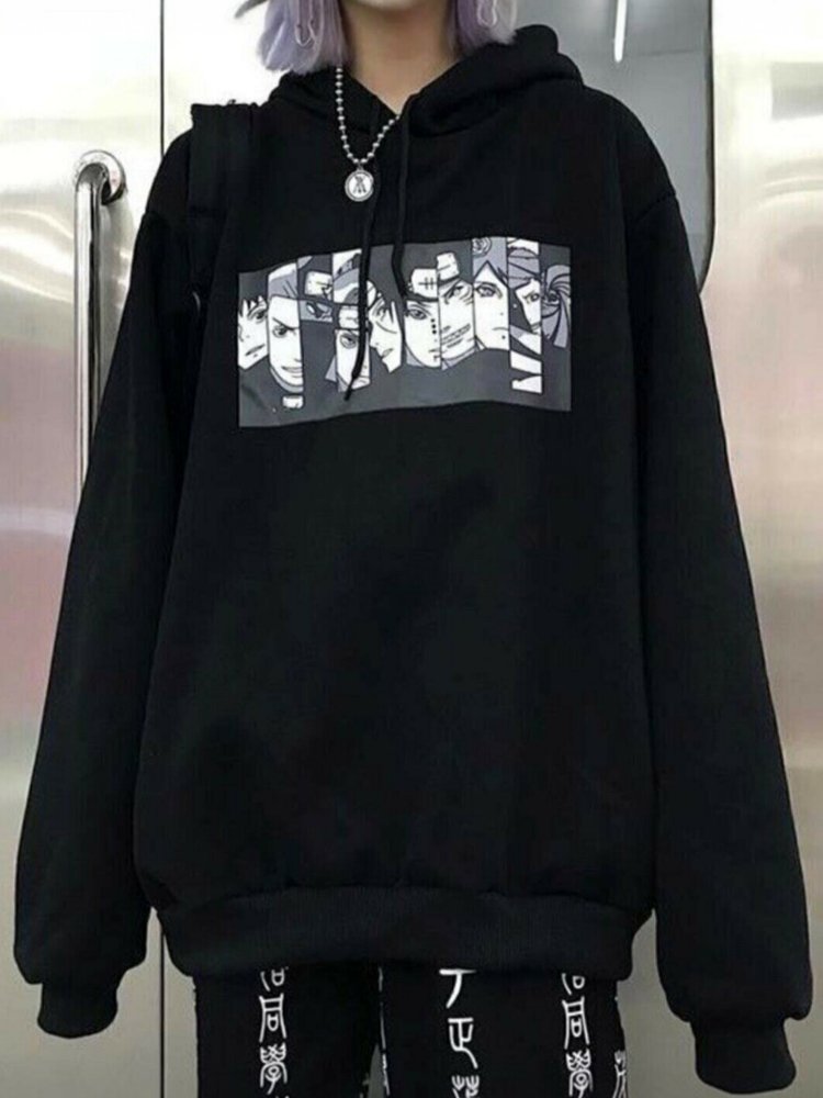 Kapüşonlu Naruto Baskılı Sweatshirt