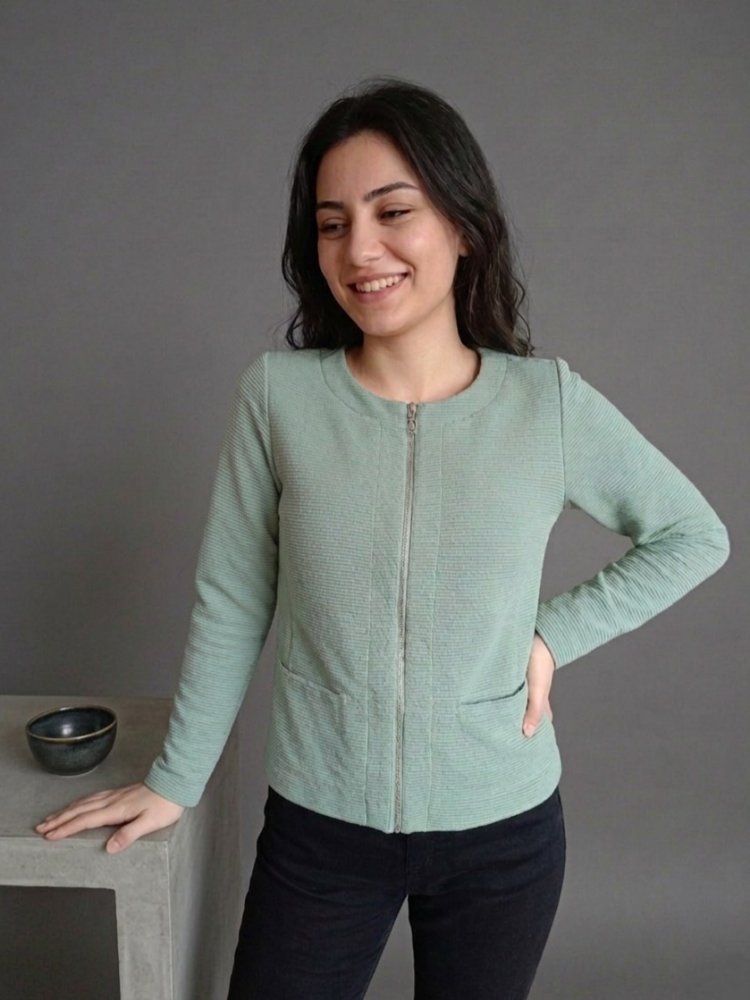 Bonita Fermuarlı Su Yeşili Ceket