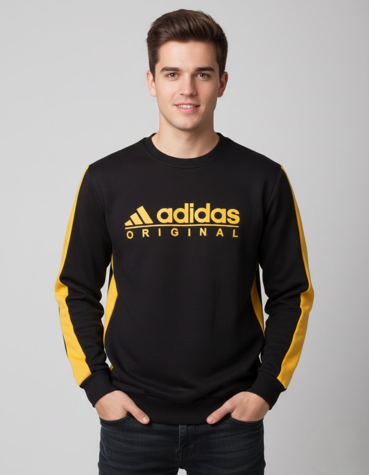 Adidas Unisex Siyah Sarı Sweatshirt