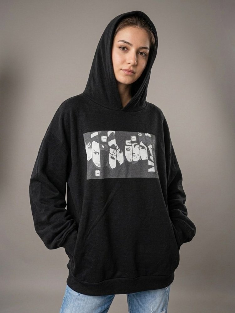 Kapüşonlu Naruto Baskılı Sweatshirt