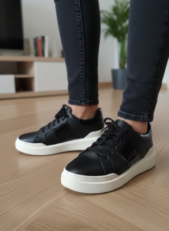 Butigo 9FX Bağcıklı Siyah Sneakers