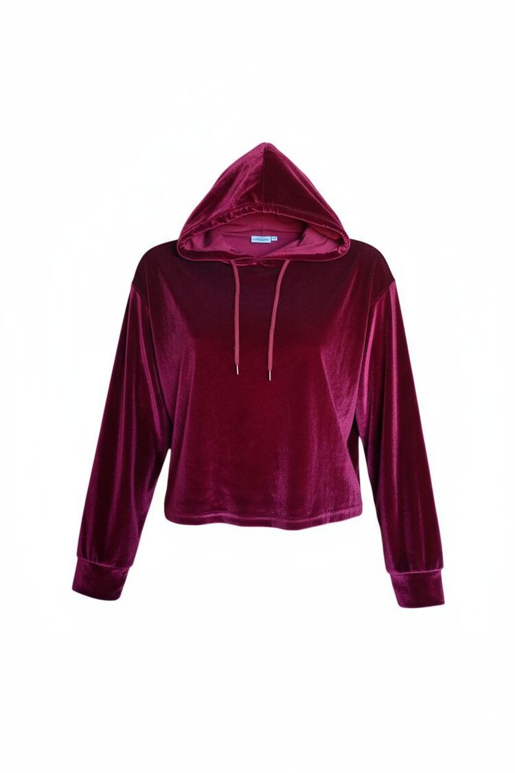 Kapüşonlu Kadife Dokulu Sweatshirt