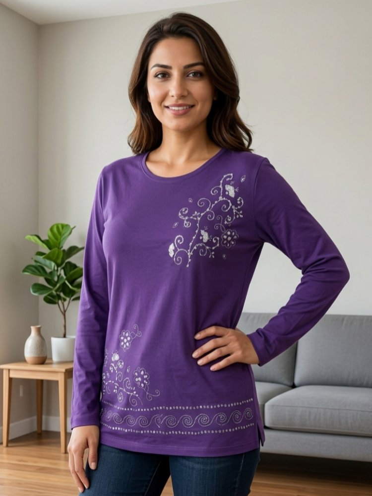 Desenli Penye Bluz/Sweatshirt