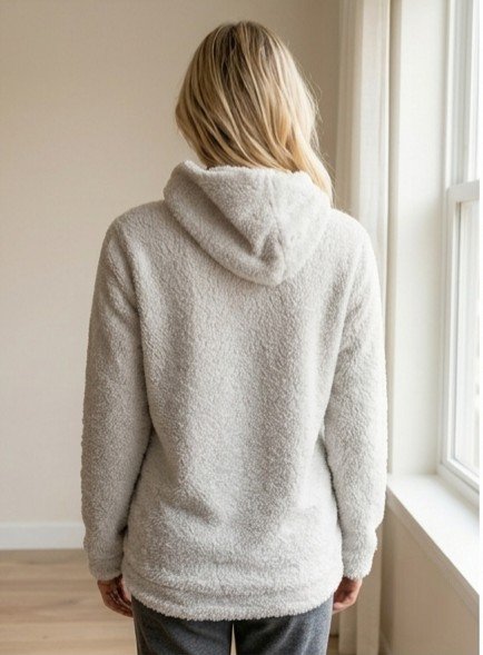 Peluş Dokulu Kapüşonlu Sweatshirt