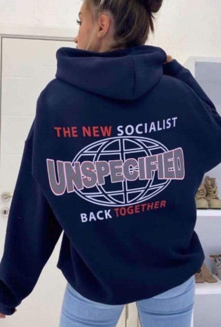Oversize Baskılı Kapüşonlu Sweatshirt