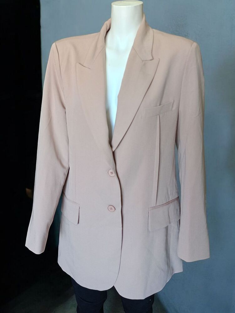 Kadın Düğmeli Midi Blazer Ceket