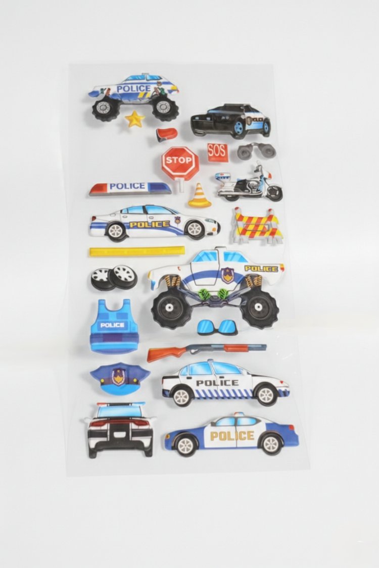 Renkli Polis Temalı Çıkartmalar