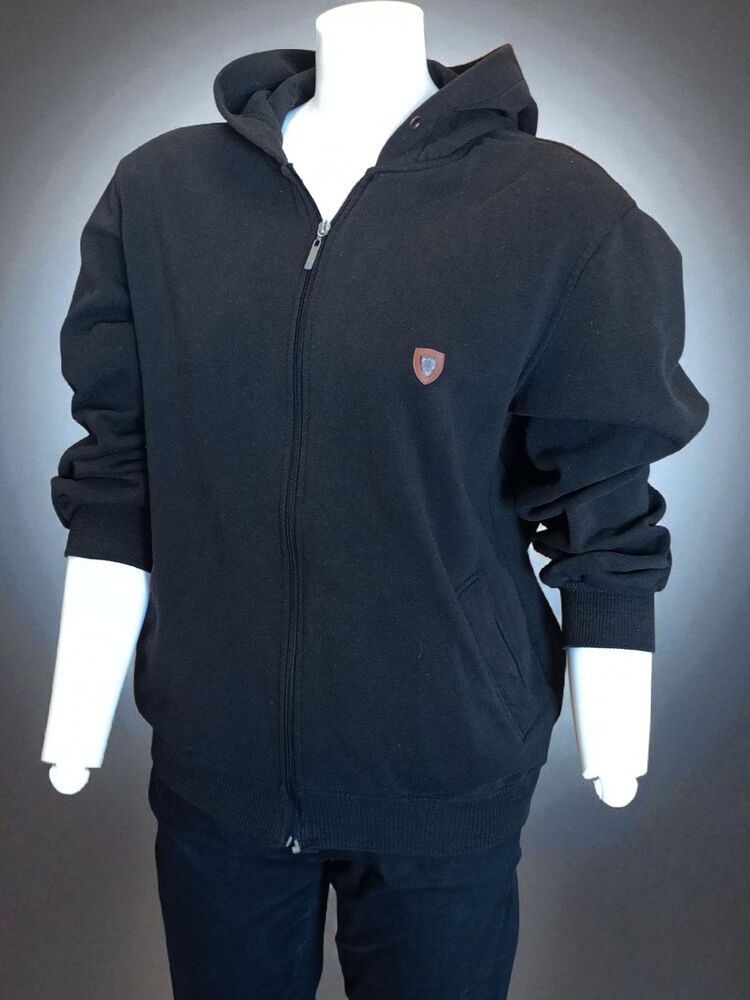 Siyah Fermuarlı Kapüşonlu Sweatshirt
