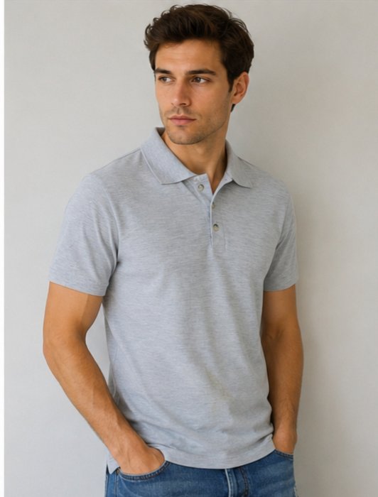 Gri Polo Yaka T-Shirt