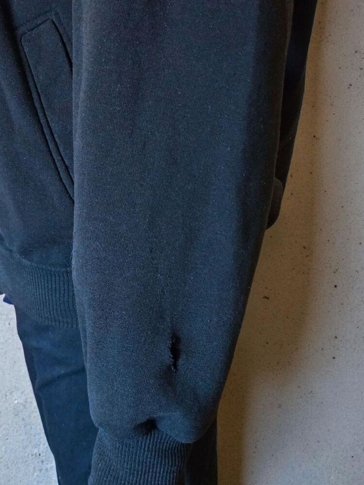 Siyah Fermuarlı Kapüşonlu Sweatshirt