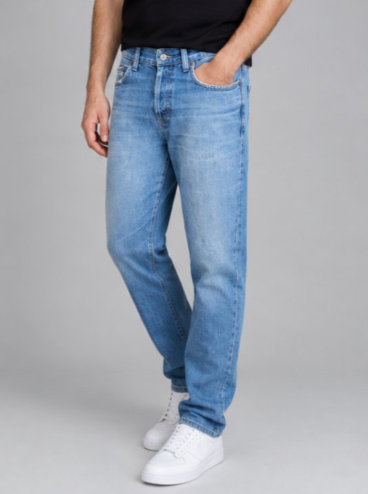 Açık Mavi Rahat Kesim Denim Jean 