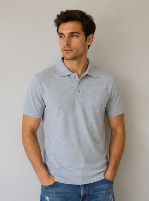 Gri Polo Yaka T-Shirt