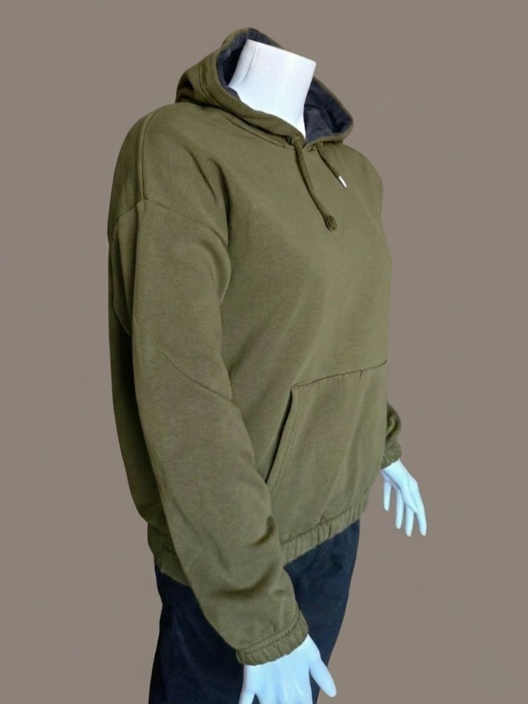Haki Kapüşonlu Unisex Sweatshirt