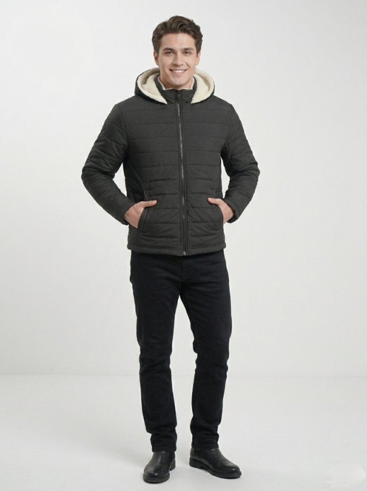 Siyah İçi Polarlı Unisex Kışlık Mont