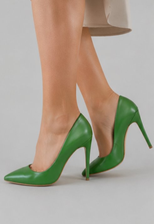 Yeşil Sivri Burunlu Stiletto Ayakkabı