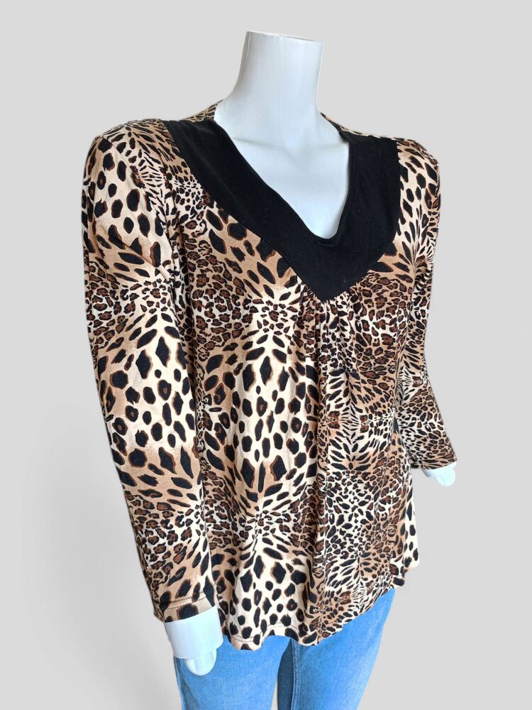 Leopar Desen Likralı Bluz