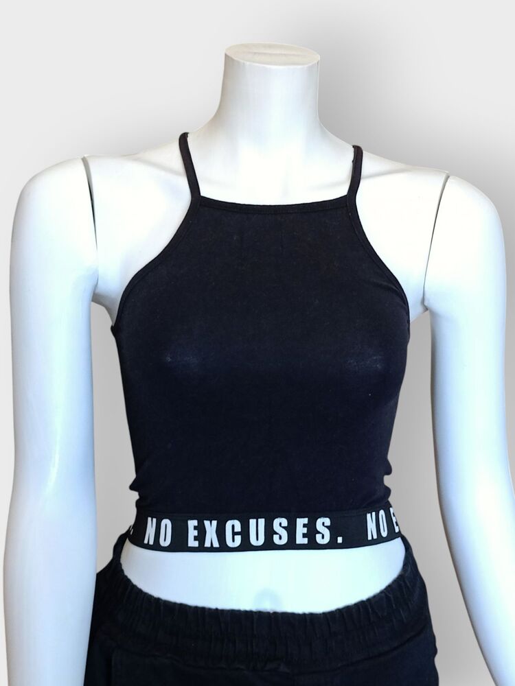 Siyah Mini Crop Top/Büstiyer