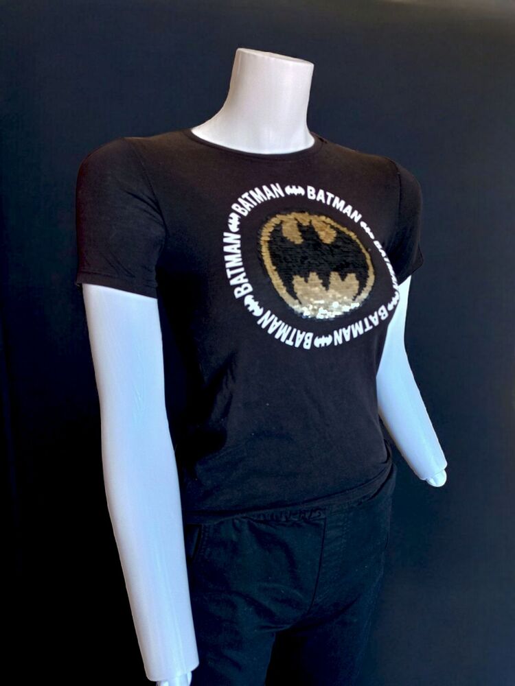 Pullu Payetli Çift Desen Batman T-shirt