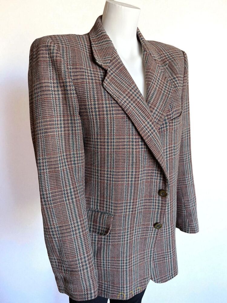 Vintage Çift Düğmeli Blazer Yün Ceket