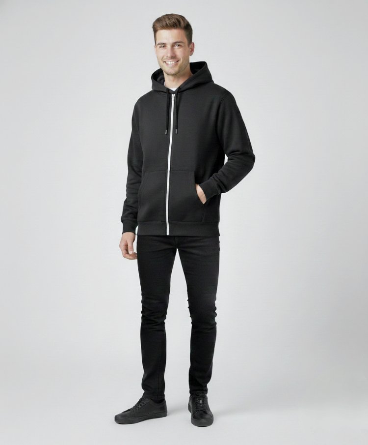 Kapüşonlu Fermuarlı Unisex Sweatshirt