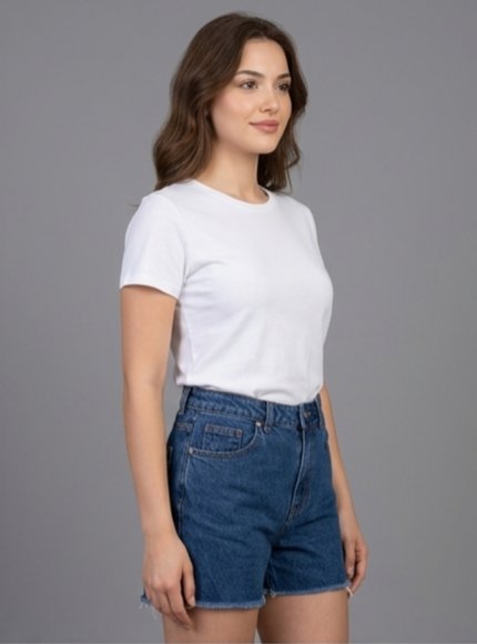 Kadın Lacivert Rahat Kesim Denim Şort