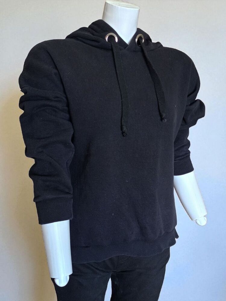 Yan Fermuarlı Siyah Kapüşonlu Sweatshirt