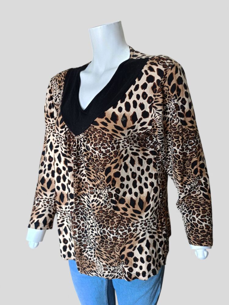 Leopar Desen Likralı Bluz