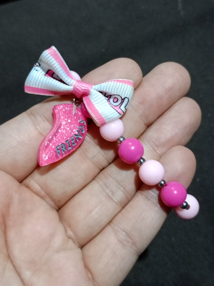 LOL Pembe Boncuklu Kız Çocuk Bileklik