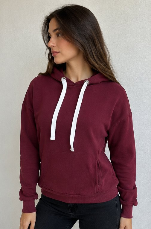 Koton Bordo Kapüşonlu Sweatshirt