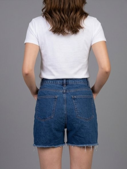 Kadın Lacivert Rahat Kesim Denim Şort