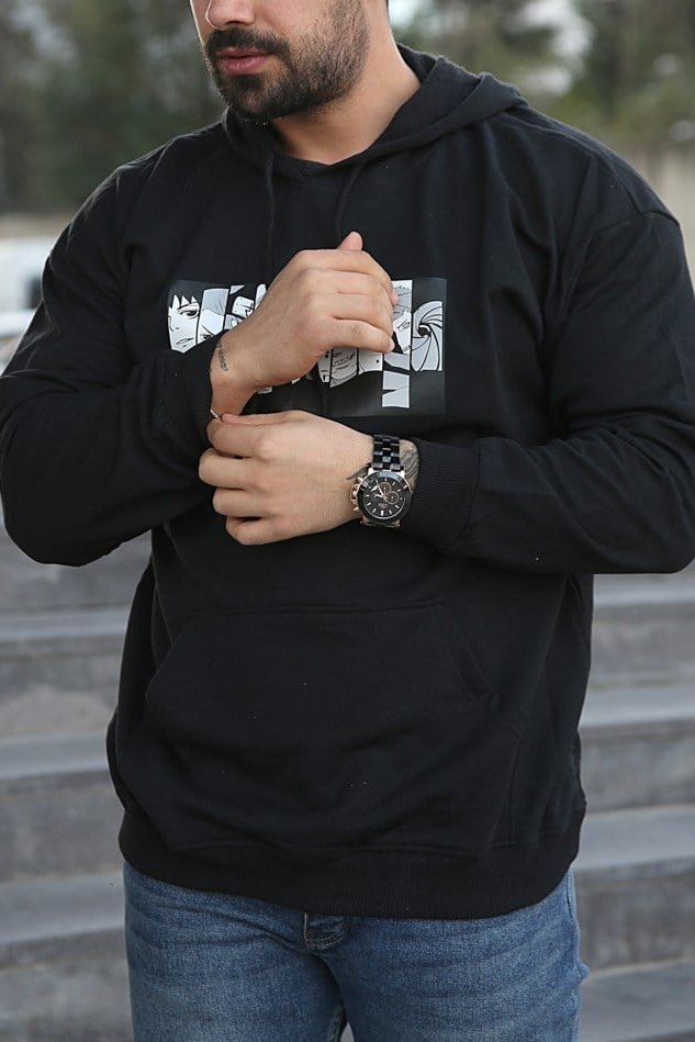 Kapüşonlu Naruto Baskılı Sweatshirt
