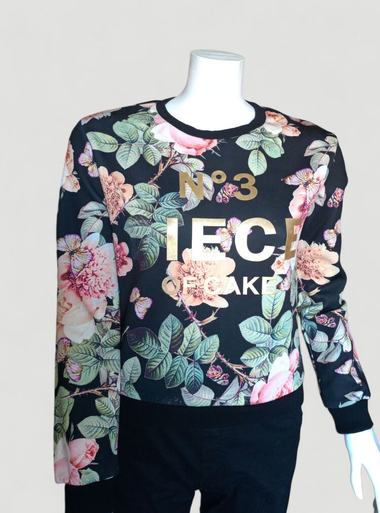 Çiçek Desenli Baskılı Kadın Sweatshirt