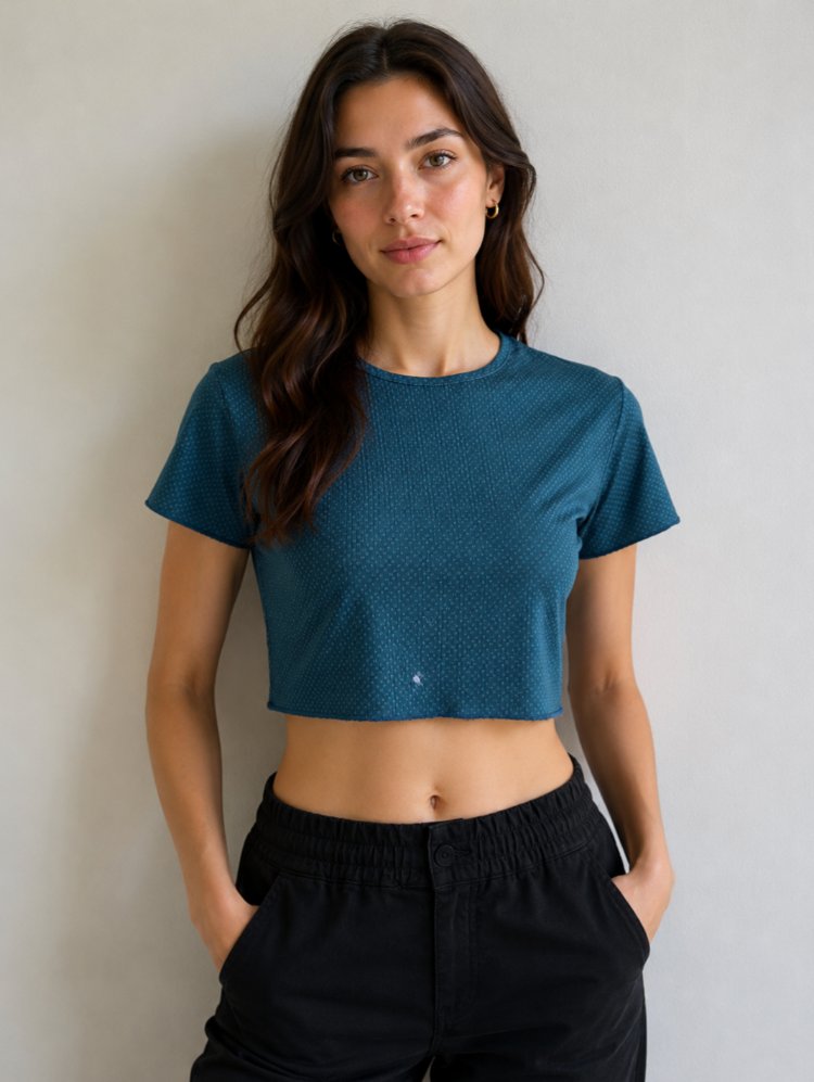 Kısa Kollu Crop Kadın T-shirt